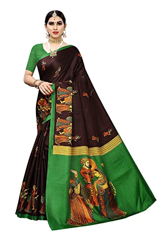 YASHIKA Women Art Silk Sarees SDPL-SDPL-RAJRANI, Brown, One size, Brown, One Size