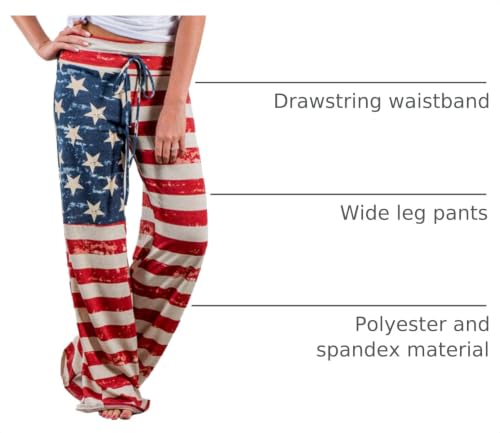 Image of iChunhua Women's Comfy Stretch Floral Print Drawstring Palazzo Wide Leg Lounge Pant