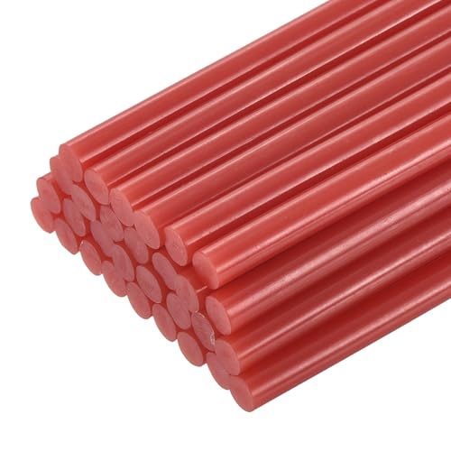QUARKZMAN 30Pz Stick Colla a Caldo Dimensioni Standard per Pistola 7mm x 200mm Colla a Caldo Bastoncini Ricariche Piccoli e Molto Adesivi, Rosso