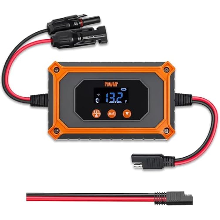 PowMr 15A 12V/24V MPPT Solar Charge Controller, Power Intelligent Portable Solar Panel Controller, Max PV 180W/360W with LCD Display, Work for 12/24V Gel AGM Lead-Acid, Lithium LiFePO4 Battery