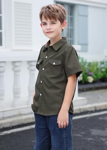 Image of SANGTREE Summer Button Down Shirts Cottn Tops for Men Women Boy Girl