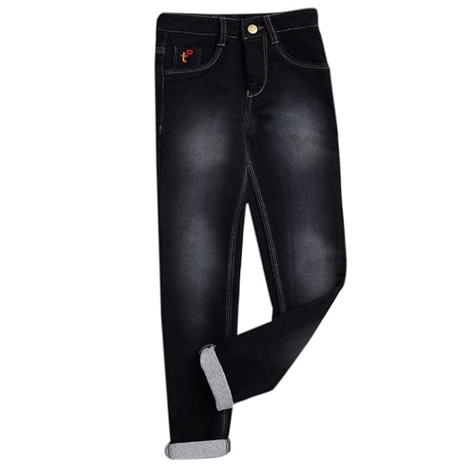 Hopscotch Boys Cotton Faded Denim Jeans in Black Color