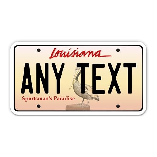 Customizable Louisiana License Plate Sticker - Any Text Name Custom - Vinyl Sticker Decal for Phone, Laptop, Water Bottle
