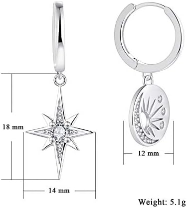 Starchenie Sun Moon Star Hoop Earrings 925 Sterling Silver Gift for Women