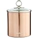 VonShef Tea Coffee and Sugar Canisters Kitchen Storage Jars with Glass Lids Brushed Copper Stainless Steel, Set of 3