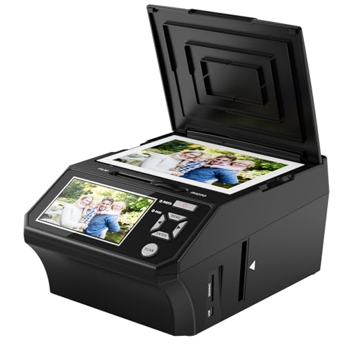 Photo Scanner with 5' LCD Screen, Converts Photo, 135/110 Film Negatives & Slides, Business Card to 22MP Digital Photos
