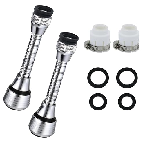 DmDoyy Douchette Robinet Cuisine 2 Pièces, Extension De Robinet, Robinet De Cuisine Flexible À 360 Degrés, Accessoire De Tuyau D'Évier Pour Robinet, Longueur De 14cm