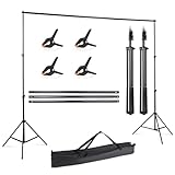 UTEBIT 撮影スタンド 200 x 200cm 大型 背景スタンド 強力 クリップ 4個 高さ85cm-200cm調整可能 アルミ合金製 安定性 背景紙/背景布にサポート 三脚ケース付き 装置簡単