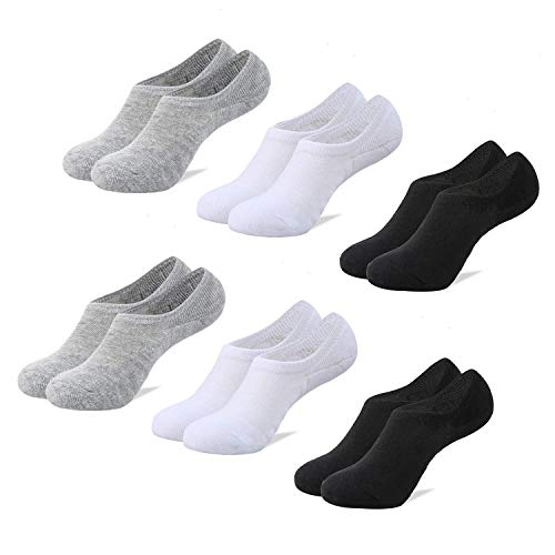 PACKO No Show Socks Women for Flats Gray White Black women's Cotton socks (2Black2Gray2White)