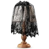 Halloween Lamp Shade Cover Decoration, Halloween Spider Web Lampshades Cover, 20' x 60' Black Lace Lamp Shade Window Door Fireplace Mantle Scarf Covers for Halloweens Indoor Party Decoration Supplies
