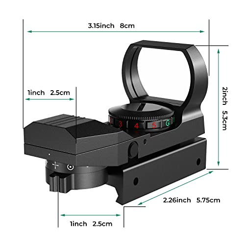 Reflex Sight, Ohuhu Red Green Dot Gun Sight Scope Reflex Sight Holographic Sight Airsoft Sight With 4 Adjustable Reticle Patterns 20Mm Rail #TOP2