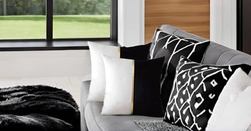 Image of HIMS Velvet Sofa Pillow Cover Set of 2, Luxury Cushion Cover 16 inch x 16 inch for Decorative Living Room Sofa Bedroom Car (16x16 Inch, Black)