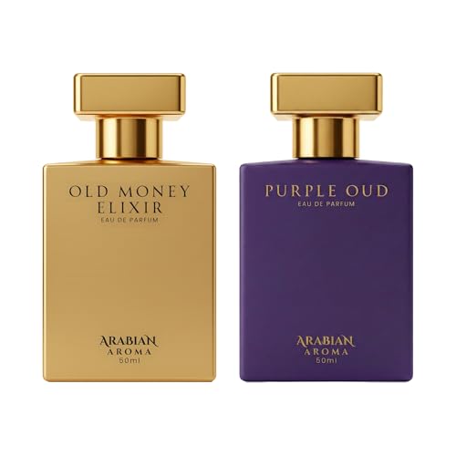 Image of Arabian Aroma Old Money Elixir & Purple Oud Eau De Parfum Long Lasting Luxury Arabian Fragrance for Men & Women, (50 Ml Pack of 2)