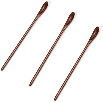 Wooden Coffee Mixing Spoons, 3PCS Long Handle Wooden Mixing Spoon, Cooking Long Handle Tasting Spoons for Kitchen Soup Coffee Cocktail Honey Mixing Stirring