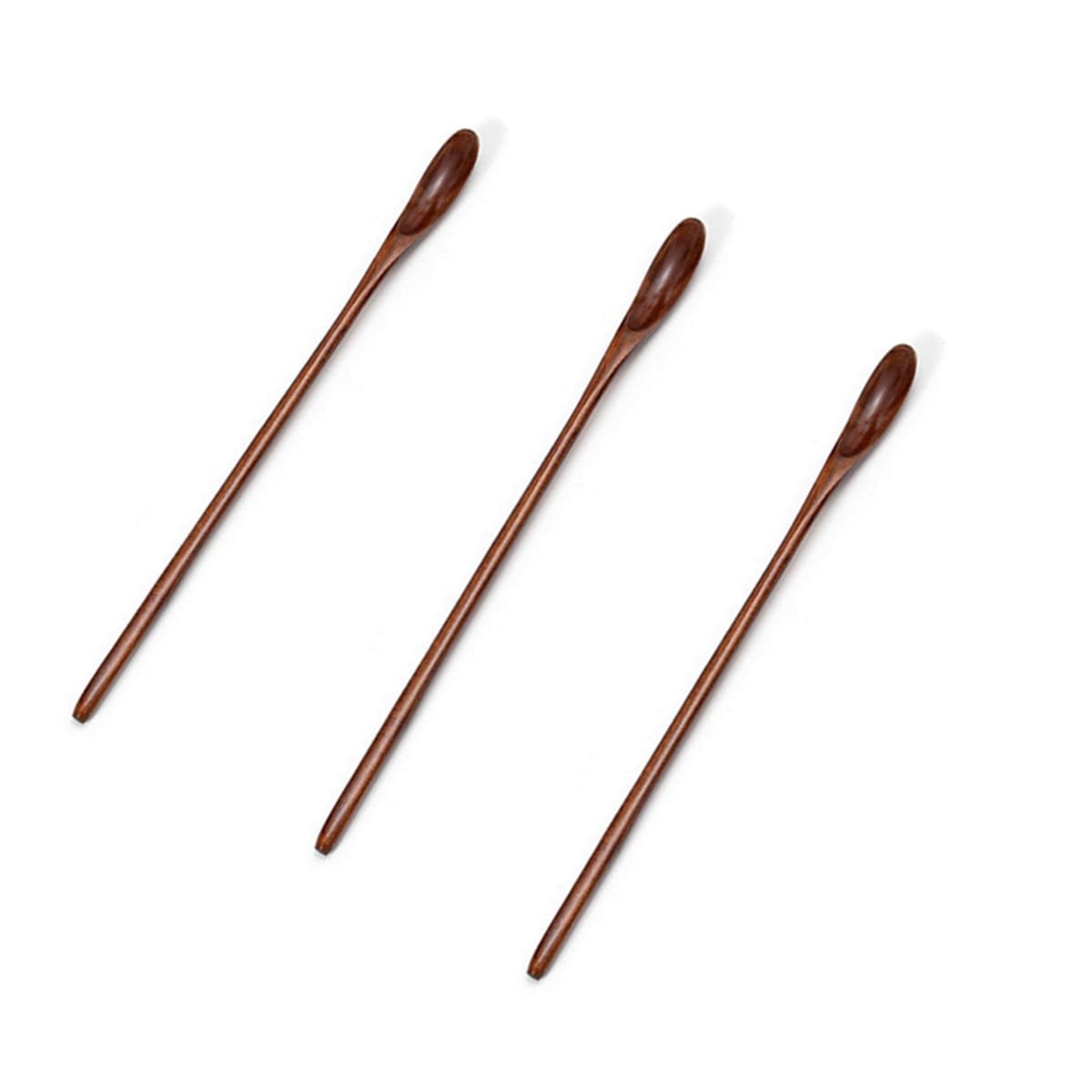 Cucharas mezcladoras de café de madera, 3 cucharas de mezcla de madera de mango largo, cucharas de degustación de mango largo para cocina, sopa, café, cóctel, mezcla de miel