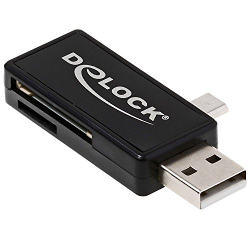 Delock Lecteur de Cartes Micro USB OTG + USB A mâle – Lecteur de Cartes (MMC, SD, microSD, SDHC, microSDHC, SDX