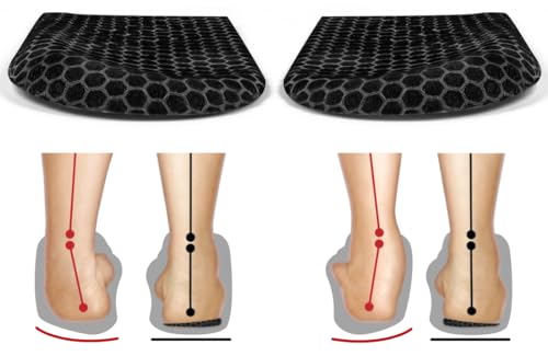 BIGGCOOL Corrective Insoles for Supination & Over-Pronation, Orthotics Medial & Lateral Heel Wedge Inserts for Foot Alignment, Bow Legs, Knee Pain (Black-1 Layer, S: Women 4-7.5/Men: 6-7)