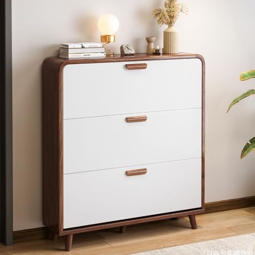 Rangement à chaussures en bois massif B 17x80x118,5 cm avec 3 tiroirs rabattables