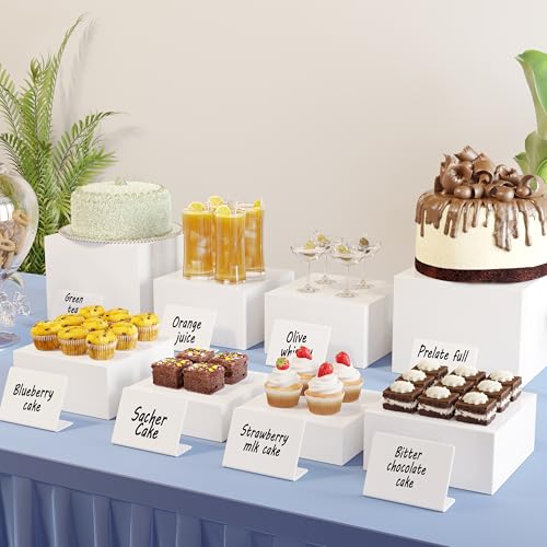 Elevadores de buffet blancos para catering y mesas de postres 3