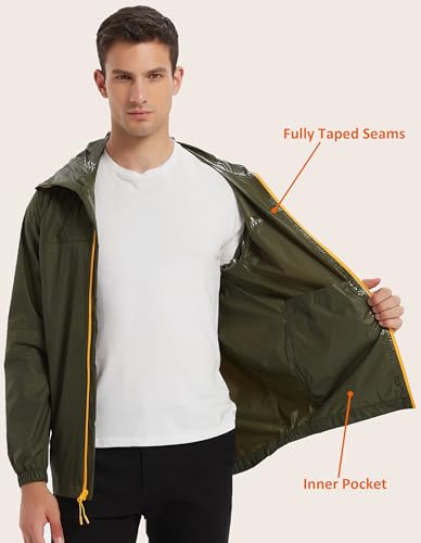 Rain Jacket Men Packable Lightweight, Waterproof Breathable Raincoat with Hood, Outdoor Hiking Winbreaker4
