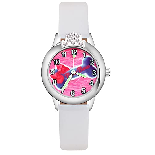 Reloj de niña Dibujos Animados Lindo Hueso Cristal Estilo Relojes Estudiante Niñas Cuarzo Correa de Cuero Reloj de Pulsera Reloj Relojes para niñas (Color : Black)