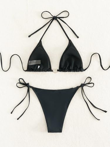 Women's Rhinestone Decor Bikini Sets Halter Triangle Summer Swimsuit Bathing Suit2