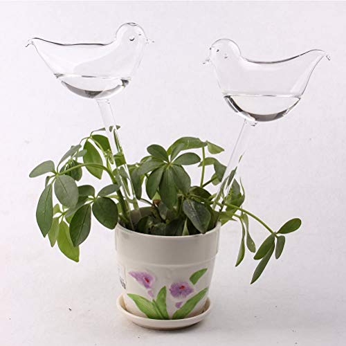 2pcs Bird Shape Hand Blown Clear Glass Self Watering Durable Mini Transparent Bird Shape Plant Watering-Siyaglass #1