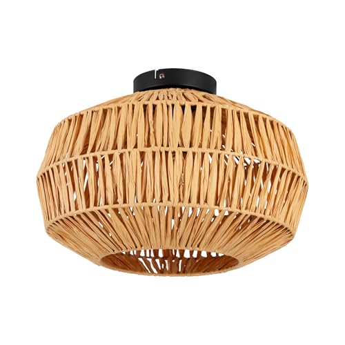 Eglo Sheldon Lámpara de techo para salón, lámpara de techo bohemia, lámpara de salón con pantalla de papel rafia, lámpara de techo con casquillo E27, diámetro 38 cm