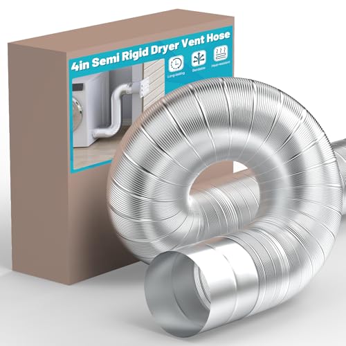 Chiligent 4 Inch Semi Rigid Dryer Vent Hose, Flexible Aluminum Duct with 2 Clamps & Aluminum Foil Tape, 3 Ft, Fit for Clothes Dryer, HVAC Ventilation, Duct Fan System
