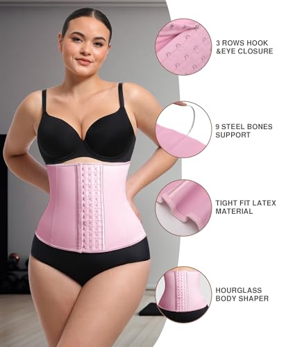 Image of Waist Trainer for Women Latex Underbust Waist Cincher Corset, Tummy Control Corset Sport Girder Hourglass Body Shaper