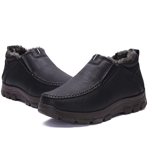 Image of COSIDRAM Men Shoes Winter Snow Boots Cotton-Padded Slip on Casual Warm Walking Sneakers Waterproof House Shoes