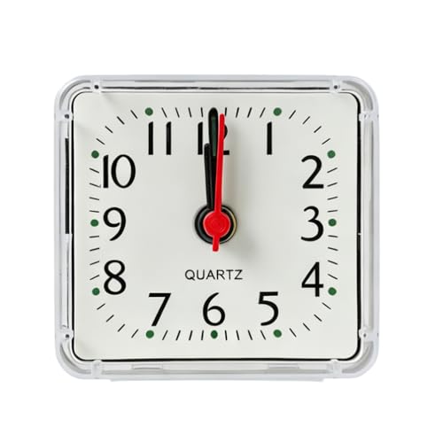 Sylalxeba Mini réveil analogique Silencieux sans tic-tac – Fonction Snooze et veilleuse – Cadran contrasté lisible – pour Chambre, Bureau, Voyage– Blanc