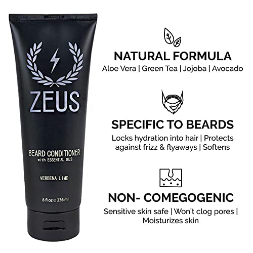 Zeus Everyday Beard Care Kit - Natural Beard Wash, Refined Beard Oil & Moisturizing Beard Balm – Made In Usa (Verbena Lime) #TOP2