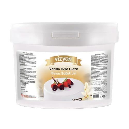 Vizyon Vanilla Cold Glaze 15.4 lb Pail, Ready-to-Use Cake & Pastry White Glaze, No Heating Required