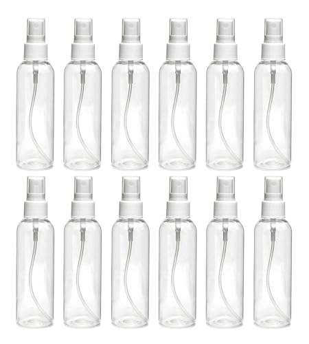 Image of Mist Spray Bottle 100 ml Transparent Plastic Empty Refillable Reusable Fine Mist Spray Bottle Container For Sanitizer, Perfume, Rose Water, Travel, Home Care, Other Diy (Pack of 12)