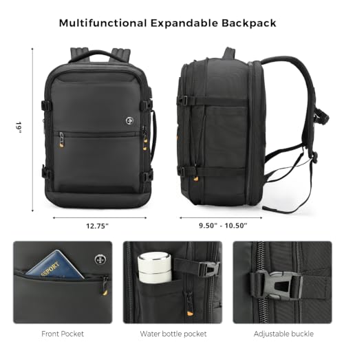 Image of Swissdigital Design Travel Laptop Backpack 43l with USB Charging Port,TSA Friendly Flight Approved Carry-on Luggage Hand,Business Backpack,Large Weekender Bag Fits 17 Inch Laptop Black | SD1748-01