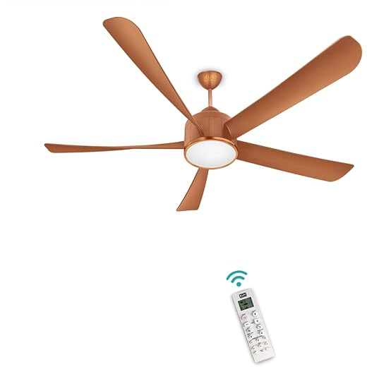 KUHL Platin D5 1500mm Stylish Power Saving BLDC Ceiling Fan with Remote | Down Light | 38W | 5 Star | Low Noise | IoT Operate via Mobile & Alexa | Reverse Mode | Free Installation | Copper
