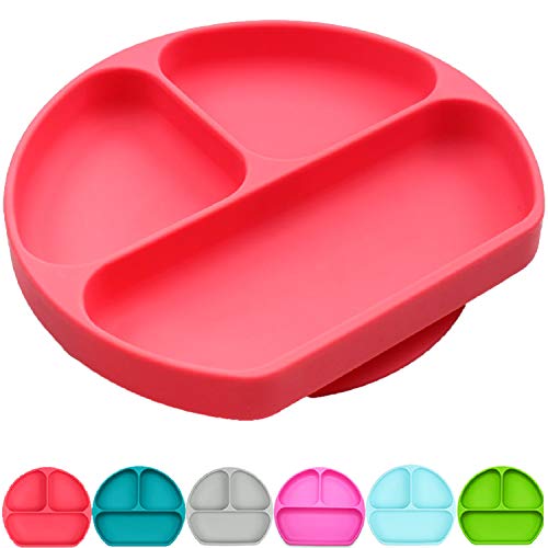 SiliKong Silicone Suction Plate for Toddlers, Fits Most Highchair Trays, BPA Free, Divided