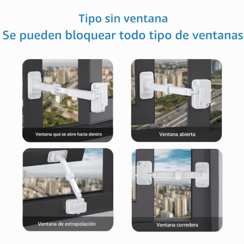 Miniatura 3 de 2 X Cerraduras De Ventanas Ajustables, Cerraduras Para Niños, Cerraduras De Ventanas De Seguridad Autoadhesivas Para Bebés, Niños Pequeños Y Mascotas, Blancas