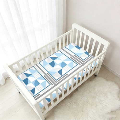 Drap de berceau coton doux unisexe lit enfant motif bleu
