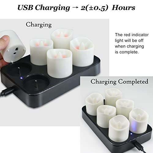 Soulbay Rechargeable Candles With Remote, 6Pcs Flameless Realistic Flicker Led Tea Lights With Charging Base Timer Clear Votive Holders For Christmas Home Party Decorations #TOP7