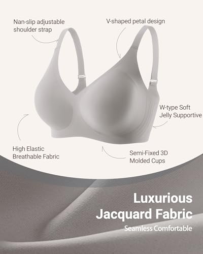Image of Gailife Smooth Wireless Jelly Bras for Women No Underwire Seamless Push Up Bra Full Coverage Soft Suppor Tshirt Bralettes