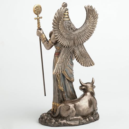 Estatua de Anu Rey Mesopotámico en Resina y Bronce 9.16 pulg miniatura 6