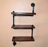 INTASHJ Deko Wandregal Loft Retro Plumbing Regal Rack Wandmontiert Eisen Wanddekoration Lagerung Rack Kreative Rohre Mehrschichtige Holz Bücherregal 95 * 30cm