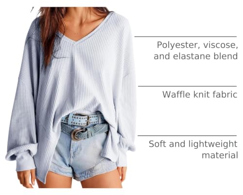 Image of Dokotoo Womens Waffle Knit Tops Trendy Fashion 2026 Oversized T Shirts