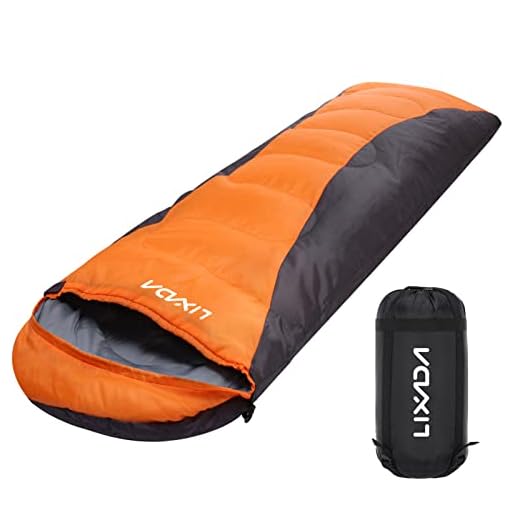 LIXADA Saco de Dormir para Adultos 4 Estaciones Acampar Cálido Saco de Dormir Impermeable de Almacenamiento para Todas Las Temporadas Acampar Senderismo Viajes Aventura al Aire Libre (Naranja-M)