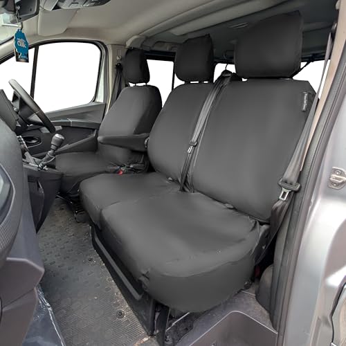 Seat Covers for Renault Trafic 2014 Onwards | Vauxhall VIvaro 2014-2019 | Fiat Talento | Nissan NV300 | Nissan Primastar | Tailored Waterproof Durable Seat Cover [FIXED BACKEST & UNDERSEAT STORAGE]