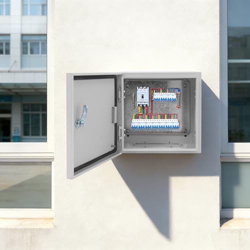 Heavy Duty Outdoor Scatola Elettrica IP65 Chiudibile A Giunzione Galvanizzato Acciaio Resistente A Intemperia Supporto da Parete per fabbriche Alberghi Aree residenziali 23.6x23.6x11.8 pollici Secure