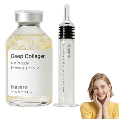 Navaro Peptide Deep Collagen Lifting Ampoule Elastin Peptide Skin Tightening Formula Deep Collagen Silk Serum Hydrating & Smoothing Care for All Skin (1PC)
