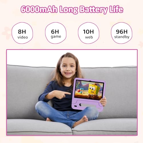 Image of Android 15 Kids Tablet 10.1 Inch,Octa-Core Processor, Case Included,Purple | Built-in parental controls; Google Kid Space installed; 2.4G /5G dual-band WiFi; 21GB RAM 64GB ROM; For Ages 2-12 Toddler